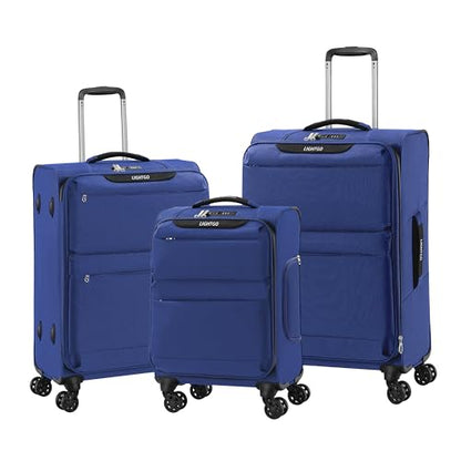 LIGHTGO Ultra Light 3-Piece Softside Set, Expandable, TSA Lock Navy blue - color: Navy Blue, size: 3-Piece Set