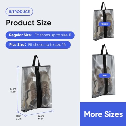 VUSIGN Travel Shoe Bag, Water-Resistant Shoe Pouch for Gym and Sport, Odor-Resistant Soccer Cleats Bag (Gray, 2-Pack) - size: Standard Size, style: 2 Pc