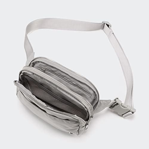 Pander Nylon Fanny Pack Belt Bag for Women with 5 Zipper Pockets - color: Seal Grey