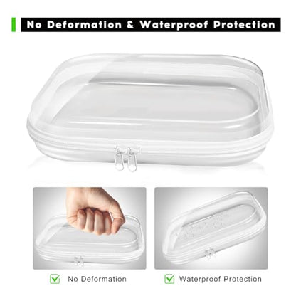 3 Pack Durable Clear Hard Shell Zipper Case with Removable Dividers, Clear Toiletry Bags for Travling, Hard Plastic Zipper Case for Toy Organizer, Makeup storage
