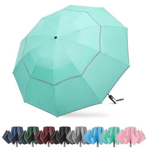 G4Free 54/62 Inch Large Inverted Golf Umbrella Windproof Reflective Stripe - color: Lake Blue, size: 62 inch