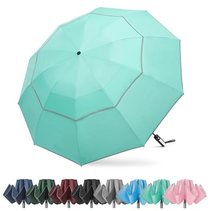 G4Free 54/62 Inch Large Inverted Golf Umbrella Windproof Reflective Stripe - color: Lake Blue, size: 62 inch