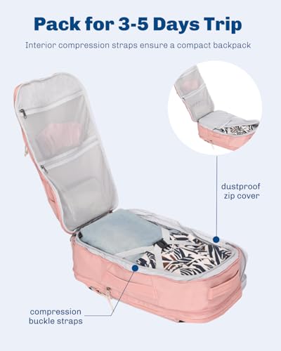 Hynes Eagle Travel Backpack TSA Personal Item Bag Flight Approved Pink - color: Pink