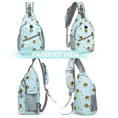 ZOMAKE Sling Bag,Small Crossbody Sling Backpack Shoulder Daypack for Travel - color: Bee Blue, size: 8L