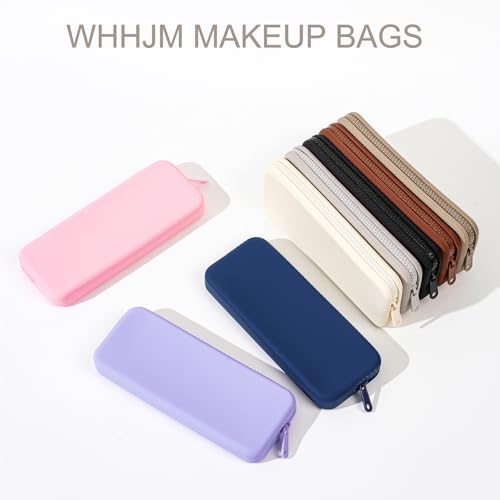 실리콘 메이크업 브러시 홀더 여행용 메이크업 가방 부드러운 휴대용 브러시 오거나이저, 소형 여행 필수품 메이크업 브러시 케이스 지퍼 파우치, 핑크, 미니멀리스트 - color: 핑크