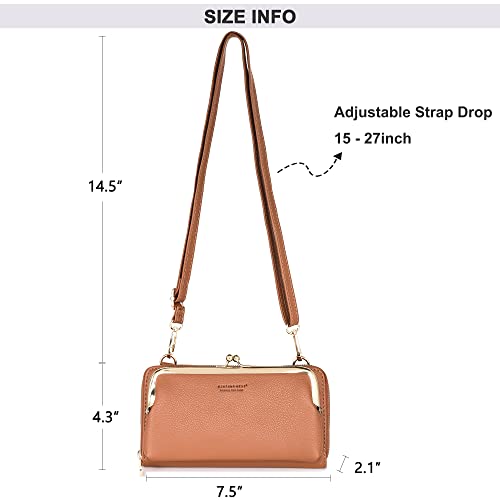 Montana West Crossbody Cell Phone Purse for Women RFID Blocking Cellphone Wallet - color: Wallet Brown