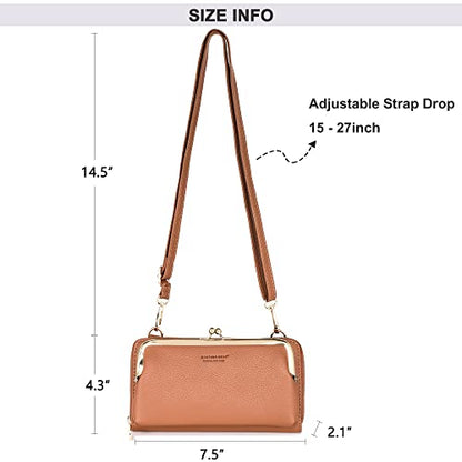 Montana West Crossbody Cell Phone Purse for Women RFID Blocking Cellphone Wallet - color: Wallet Brown