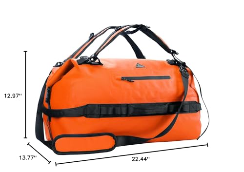 Haimont IPX7 Waterproof Roll-Top Dry Duffel Backpack Bag - color: Orange, size: 60L