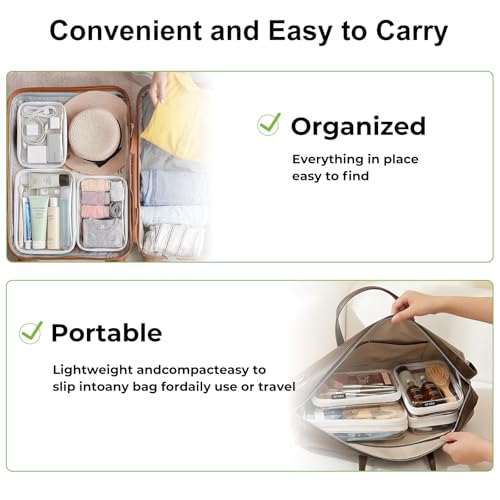 UFORU 3 PCS Clear Hard Shell Zipper Case, Diaper Bag Organizer Pouches | 3M, Water-Resistant & Dust-Proof Protection, Smooth Dual Zippers, Portable Design, Space-Saving Organization,Clear Visibility - size: 3M