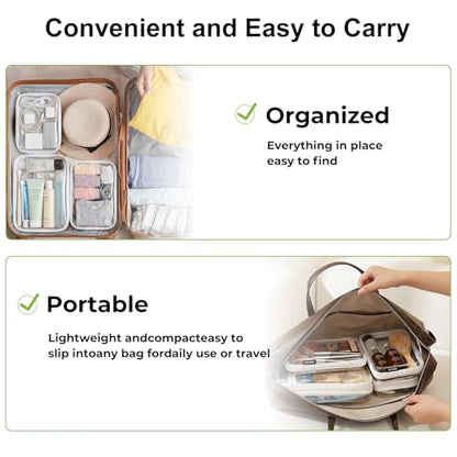 UFORU 3 PCS Clear Hard Shell Zipper Case, Diaper Bag Organizer Pouches | 3M, Water-Resistant & Dust-Proof Protection, Smooth Dual Zippers, Portable Design, Space-Saving Organization,Clear Visibility - size: 3M
