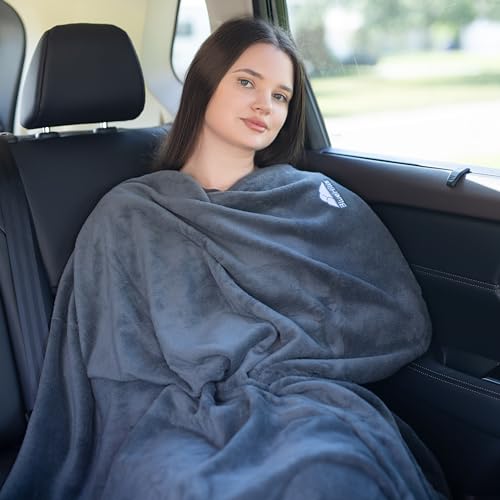 BlueHills Premium Soft 2-Pack Travel Blanket Pillows for Two - Gray Grey - color: Gray-2pk-t013