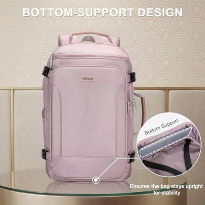 PIJUSHI Travel Backpack 35L Carry On Backpack for Airplanes Fits 16" Laptop - color: Ashen Purple