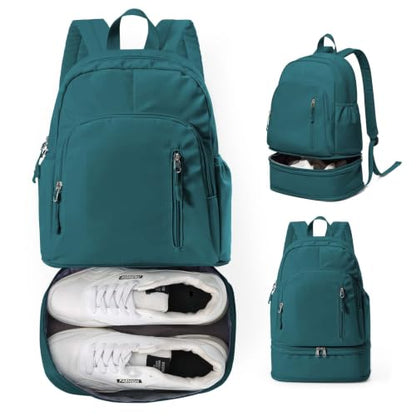 Gym Backpack for Women, Dance Volleyball Backpacks With Shoe Compartment - color: Peacock Blue