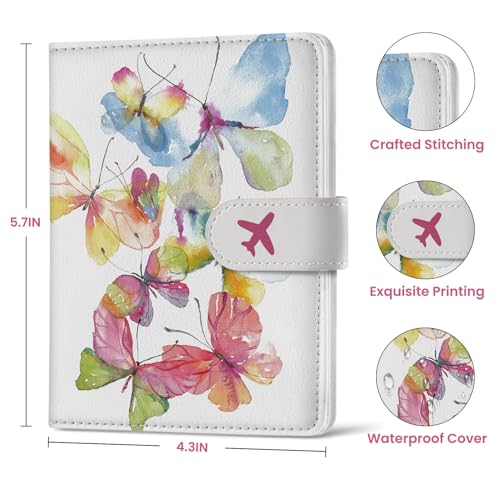 Passport Holder for Travel, RFID Blocking Wallet with Magnetic Closure - color: Z.C-Butterfly