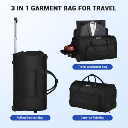 DEVPNR Rolling Garment Bags for Travel 59L, Black - color: Black