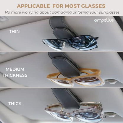 Magnetic Leather Car Sunglass Holder, Visor Sunglasses Holder Clip, 1 Pack - color: Black