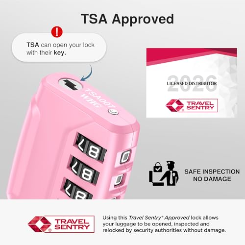 Puroma 2 Pack TSA Approved Luggage Locks 4 Digit Code Cable Lock Basic Pink - color: Basic Pink