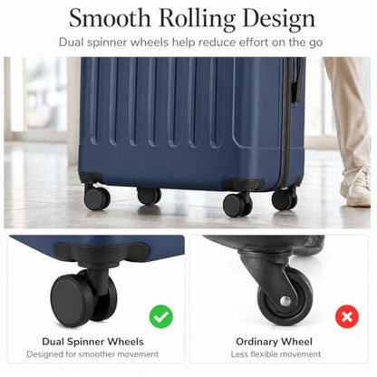YOETEY 5-Piece Hardshell Luggage Sets, 20/24/28 Inch, Blue - color: Blue, size: 5-Piece Set