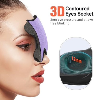 LitBear Sleep Mask for Side Sleeper Women Men, Eye Mask for Sleeping - color: Light Purple