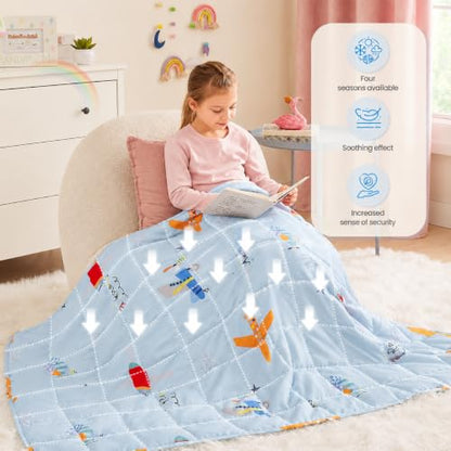 Weighted Blanket 5lbs Small Heavy Throw Blanket Gifts 36"x48" Airplane - color: Blue Airplane, size: 36"×48" 5lbs