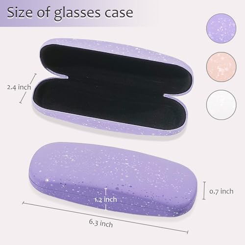 HSYMQ 3PCS Glasses Case, Eyeglasses Case Hard Shell, Reading Hard Glasses Cases for Women Men - color: White Pink Purple