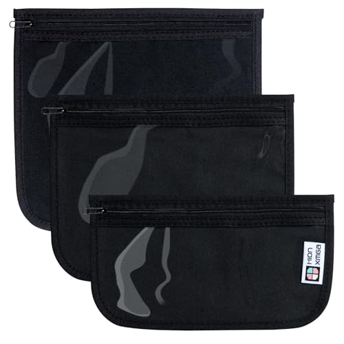 HIONXMGA Set of 3 Clear Travel Toiletry Bag, TSA Approved, Quart Size S/M/L - color: Black, Mixed Sizes