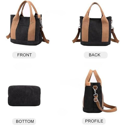 Small Tote Bag with Zipper, 2024 Canvas Multi-Pocket Crossbody Bag Shoulder Bag Satchel Hobo Bag Messenger Bag - color: Denim Army Green, size: Large