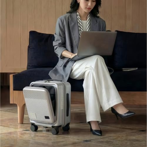 16" Underseat Luggage, Front Opening Carry On, Silver - color: Silver