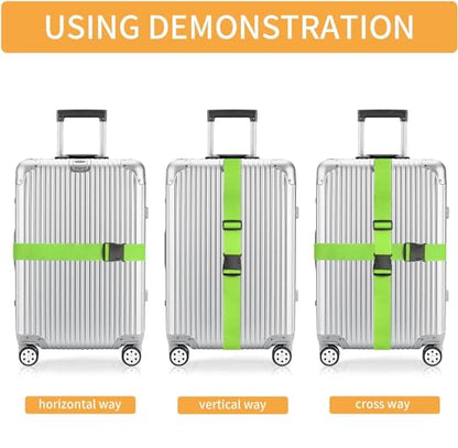 BILIONE Luggage Straps for Suitcases,79" Long Adjustable Luggage Belts - color: Blue+Green, size: 8Pcs