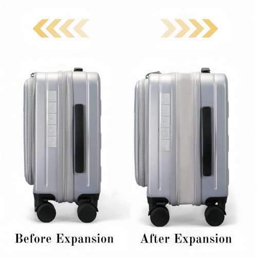 16" Underseat Luggage, Front Opening Carry On, Silver - color: Silver