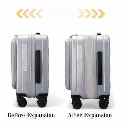 16" Underseat Luggage, Front Opening Carry On, Silver - color: Silver