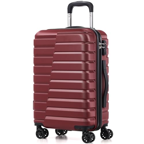Coolife Lightweight Luggage with TSA Lock,Carry On Wine Red - color: Wine Red, size: Small(20in)