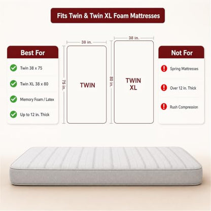 Mattress Vacuum Bag with Straps for Moving & Storage, Twin/Twin XL - size: Twin/Twin XL
