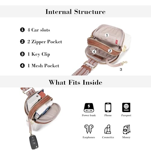 INICAT Anti Theft Crossbody Bag for Women, Small Sling Purse - color: Brown White, size: Small