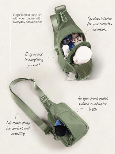 ODODOS Sling Bag with Adjustable Straps Crossbody Chest Bag Lightweight Backpack for Casual Traveling Hiking - color: Sage Grey