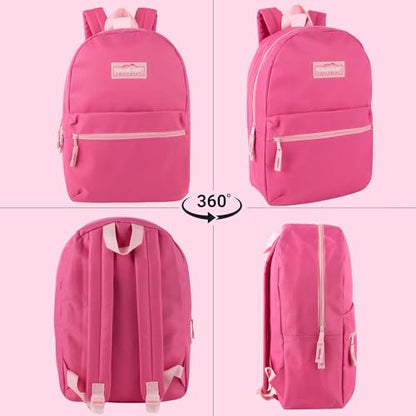 Trail maker Classic 17 inch Backpacks with Adjustable Padded Straps | School Backpacks for Girls, Boys - color: Pink