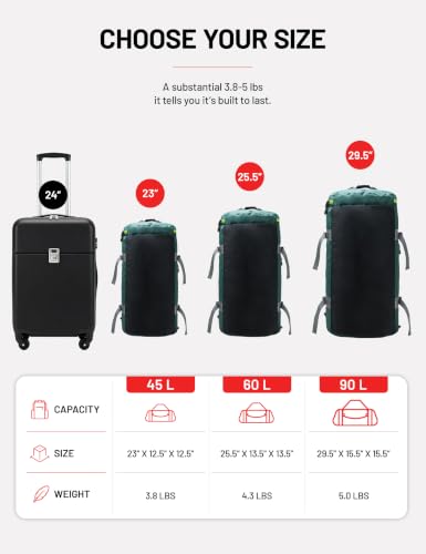 MIER 여행용 캠핑 체육관 스포츠용 대형 더플 백 백팩, 45L/60L/90L - color: 초록색., size: 90L