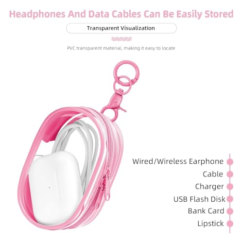 Linsaner 2 Pack Transparent Tech Pouch Storage Bags, Pink + Purple - color: A1-Pink + Purple