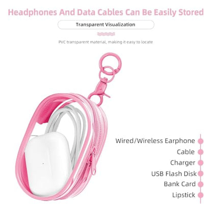 Linsaner 2 Pack Transparent Tech Pouch Storage Bags, Pink + Black - color: A6-Pink + Black