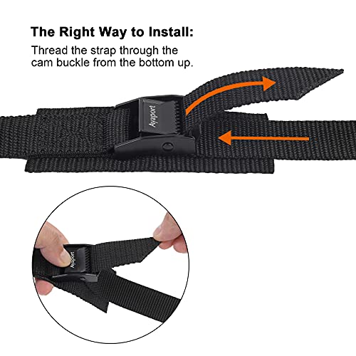 Ayaport Lashing Strap Tie Down Straps with Adjustable Cam Buckle Nylon Cinch Strap for Packing Cargo, Bike, Luggage Black 6 Pcs (Black, 1'' x 12') - size: 1" x 12'
