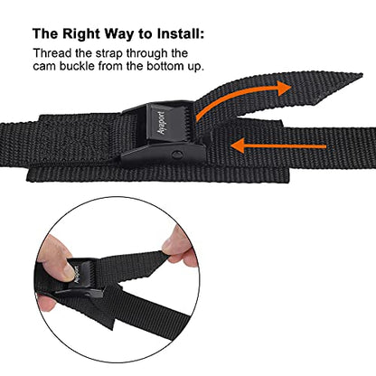 Ayaport Lashing Strap Tie Down Straps with Adjustable Cam Buckle Nylon Cinch Strap for Packing Cargo, Bike, Luggage Black 6 Pcs (Black, 1'' x 12') - size: 1" x 12'