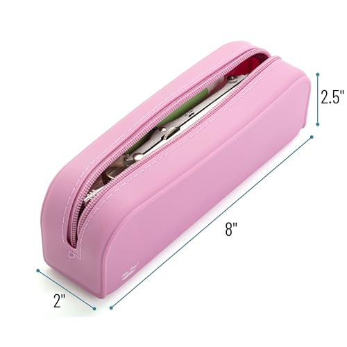 Mr. Pen- Silicone Pencil Case, Aesthetic Pencil Bag for Women, Makeup Pouch - color: Dusty Pink