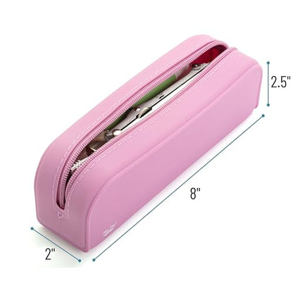 Mr. Pen- Silicone Pencil Case, Aesthetic Pencil Bag for Women, Makeup Pouch - color: Dusty Pink