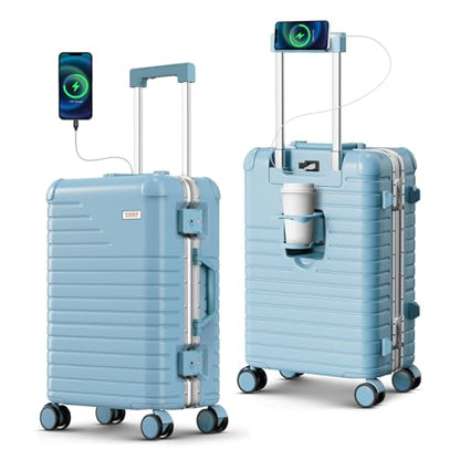 20 Inch Carry on Luggage Airline Approved, Zipperless Hard Shell Suitcase - color: Blue, size: 20 Inch