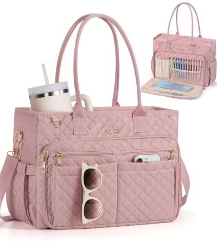 Bagstellar Teacher Tote Bag for Women, 15.6" Laptop Work Tote Computer Bag - color: Pink