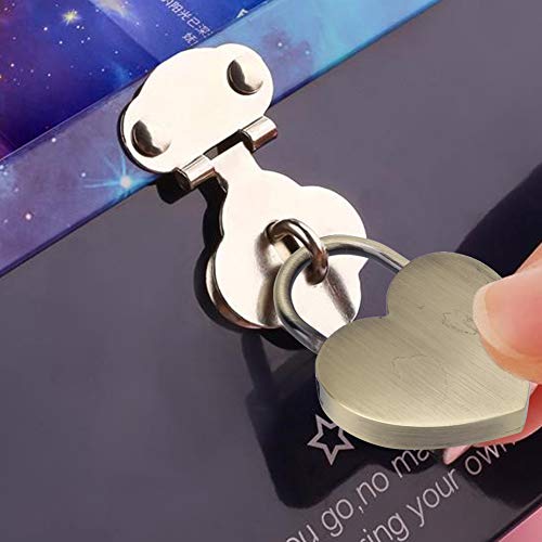 HEEPDD Heart Shaped Padlock, 1.8 x 2.3in Mini Small Padlock with Keys - color: Ancient Gold