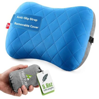 Hikenture Camping Pillow with Removable Cover, Ultralight Inflatable Pillow - color: Blue
