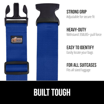 GORILLA GRIP Heavy Duty Luggage Straps for Suitcase, 2 Pack, Blue - color: Blue