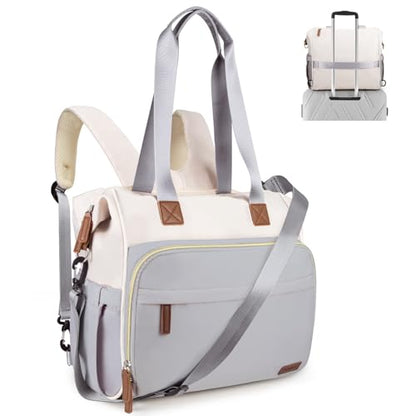 Diaper Bag Backpack Mommy Bag Large Capacity Diaper Backpack Travel Essential Baby Diaper Bag for Mom and Dad, Black (Blue & Creamy-White) - color: Blue & Creamy-white