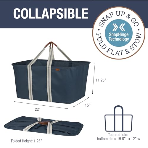 Collapsible Laundry Tote LUXE (300D) - Navy Noir/Cream (2PK) - color: LUXE Navy Noir